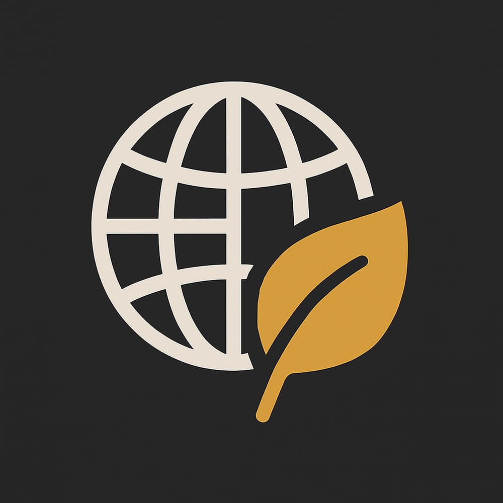 Ein Globus-Symbol mit einem Blatt, das Nachhaltigkeit und Umweltschutz darstellt.