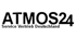 Das Logo "ATMOS24 Service Vertrieb Deutschland" in schwarzer Schrift auf dunkelgrünem Hintergrund.