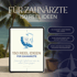 Titelbild eines digitalen Produkts „150 Reel-Ideen für Zahnärzte“ auf iPad mit Zahn-Illustration in einem Zahnarztstuhl, elegantes Design mit Palmen im Hintergrund, optimal für Dental Social Media Marketing, Instagram Contentplan für Zahnarztpraxen, digitale Content-Vorlage für Reichweite und Vertrauen, Social Media Agentur.