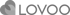 Graues LOVOO-Logo mit Herzsymbol links.