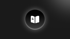 White open book icon on a glowing black circular button, centered on a dark gray background.