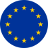 Die europäische Flagge mit zwölf goldenen Sternen in einem Kreis auf blauem Hintergrund.