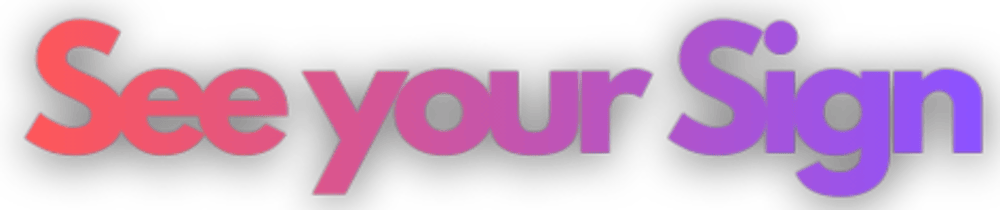Der Text "See your Sign" in einem Farbverlauf von Rot nach Lila.