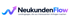 NeukundenFlow Logo mit geschwungenem Pfeil und Text: Landingpages, die aus Interessenten Anfragen machen.