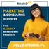 Smiling man with beard, text "BRAND UP", "MARKETING & CONSULTING SERVICES FOR GAMING BRANDS AND PRODUCTS", "HELLO@FRIEND.PL".