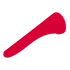 Rote, längliche Form mit abgerundeten Enden auf schwarzem Hintergrund.