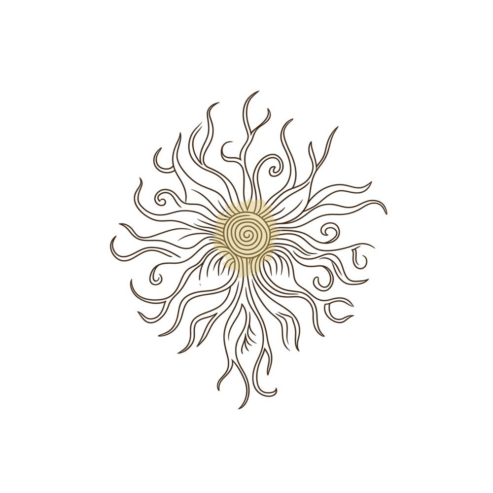 Hand-drawn neuron with a golden centre