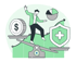 Illustration: Waage neigt sich zum Gesundheitssymbol-Symbol, auf der leichteren Seite ist ein Geldsymbol