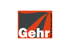 Logo der Gehr Tief- & Straßenbau GmbH mit stilisierter Straße auf rotem Hintergrund
