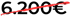 The number 6,200€ in black, crossed out by a red line.
