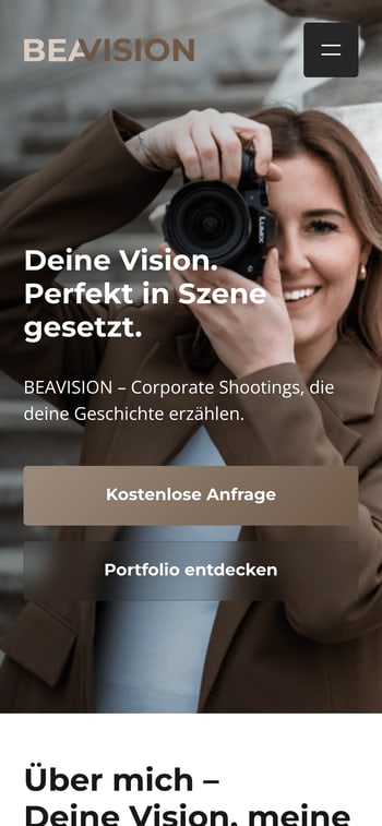 Website von BeaVision in der Handy-Ansicht