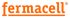 Orangefarbenes "fermacell" Logo mit Unterstrich und Registrierungszeichen auf dunkelgrünem Hintergrund.