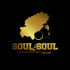 Goldenes Logo auf Schwarz: Afro-Silhouette mit Sonnenbrille, "SOUL2SOUL PREMIUM URBAN MUSIC ibiza".