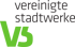 Logo der Vereinigten Stadtwerke mit grünen Buchstaben „VS“ und dem Text „vereinigte stadtwerke“.