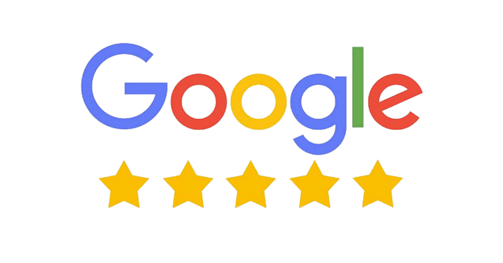 Google logo with five yellow stars below it.