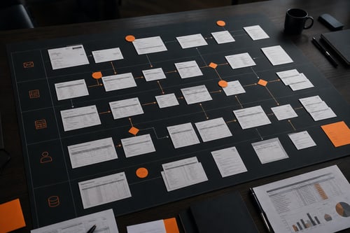 Prozessaufnahme: Postfach, Excel, ERP und Freigaben werden zu sichtbaren Schmerzpunkten verdichtet.
