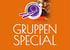"GRUPPEN SPECIAL" auf orangefarbenem Hintergrund mit Logo des "ROLLERCOASTER RESTAURANT DRESDEN"
