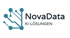 NovaData KI-LÖSUNGEN Logo mit stilisiertem blauen Schaltkreis.
