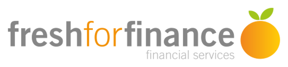 freshforfinance Logo mit orangefarbenem "for", darunter "financial services" und eine orangefarbene Frucht.