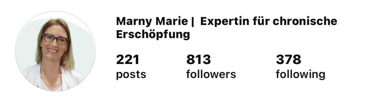 Instagram-Profil von Marny Marie beim Start mit 813 Followern