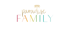 Schriftzug paradise FAMILY mit goldener Palme auf schwarzem Hintergrund; das Wort Family ist in bunten Großbuchstaben.