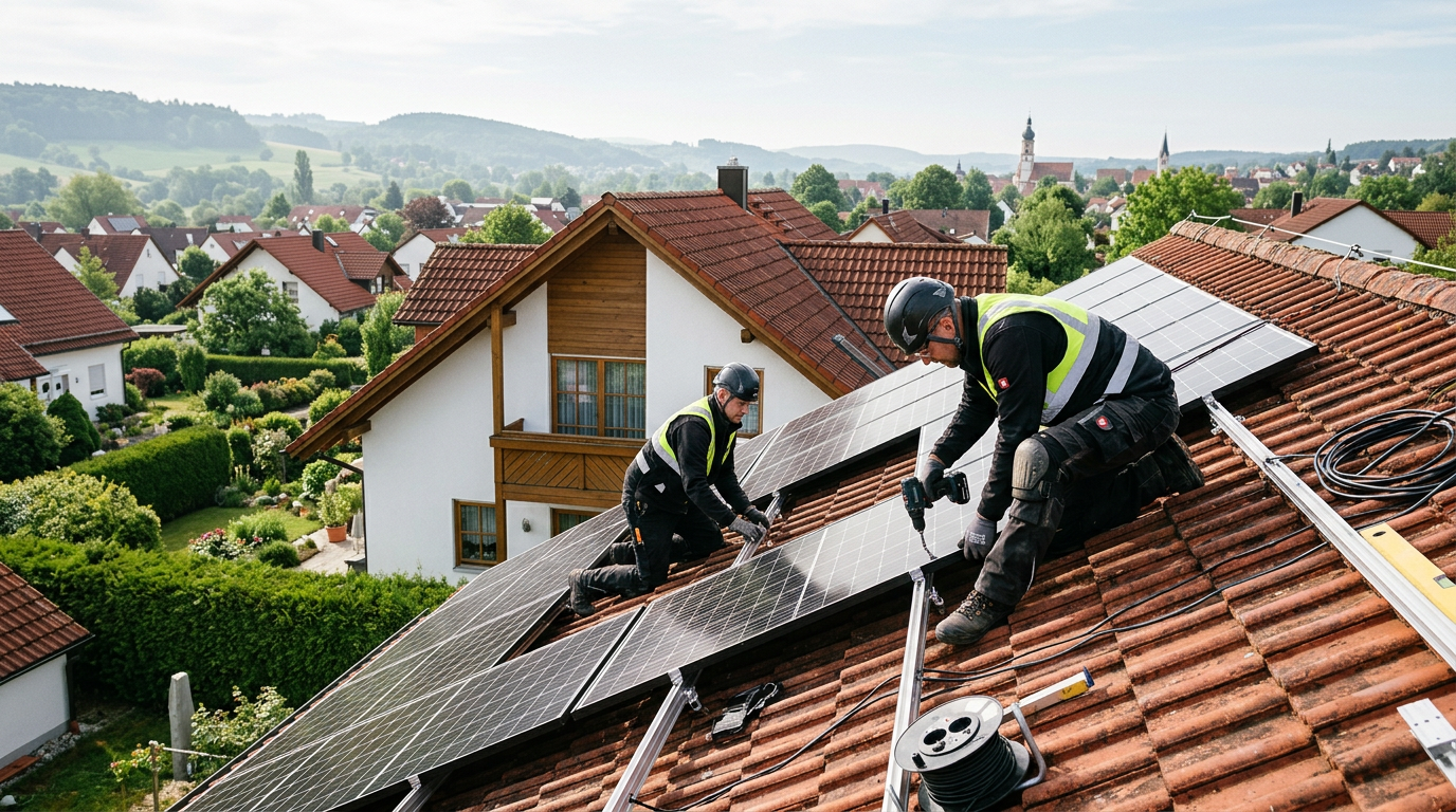 PV-Monteure auf deutschem Dach