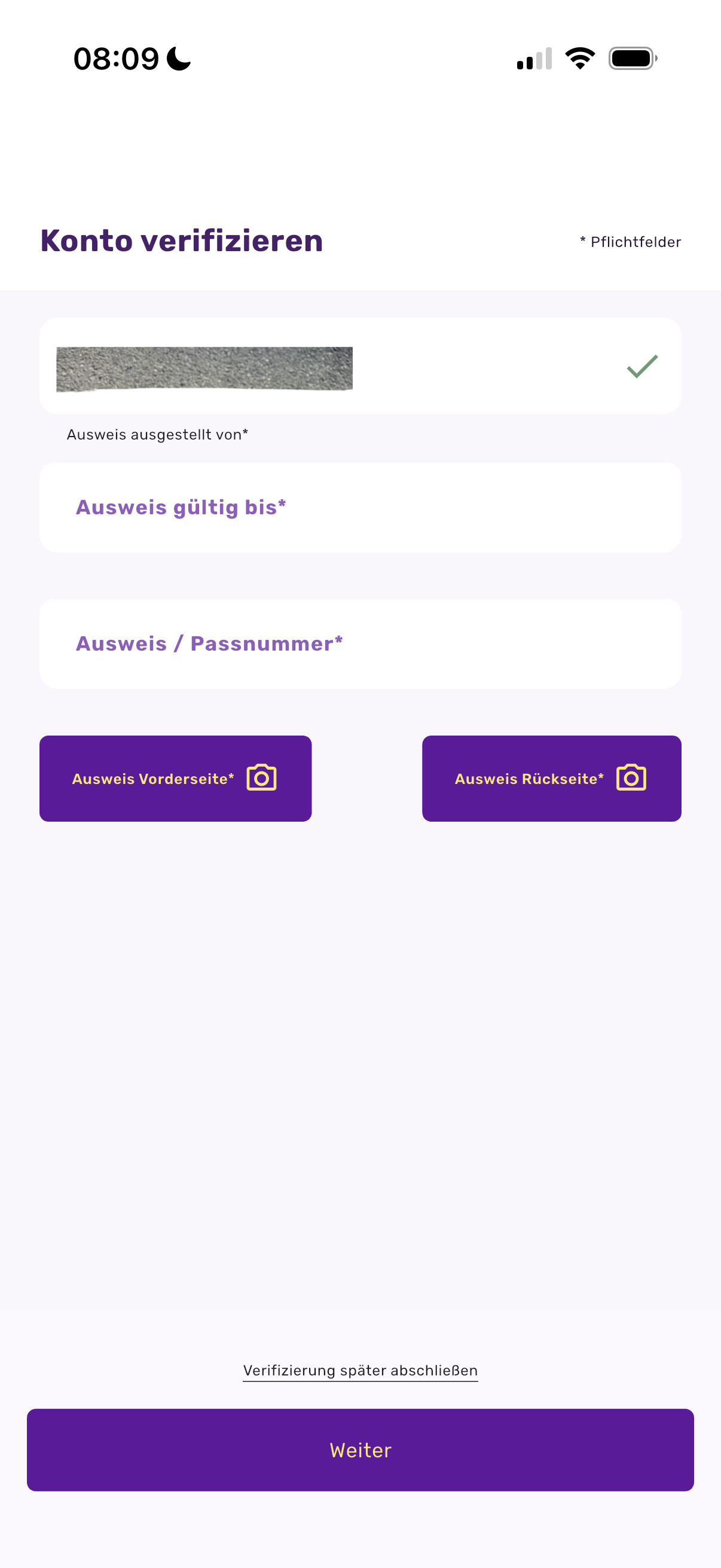 Wprowadź dane dokumentu tożsamości