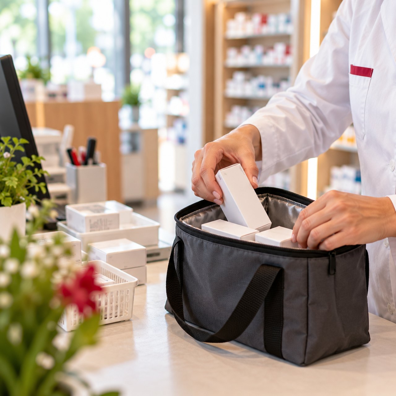 Botendienst – Medikamente werden gepackt