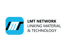 LMT NETWORK, LINKING MATERIAL & TECHNOLOGY Logo mit stilisierten LMT-Initialen