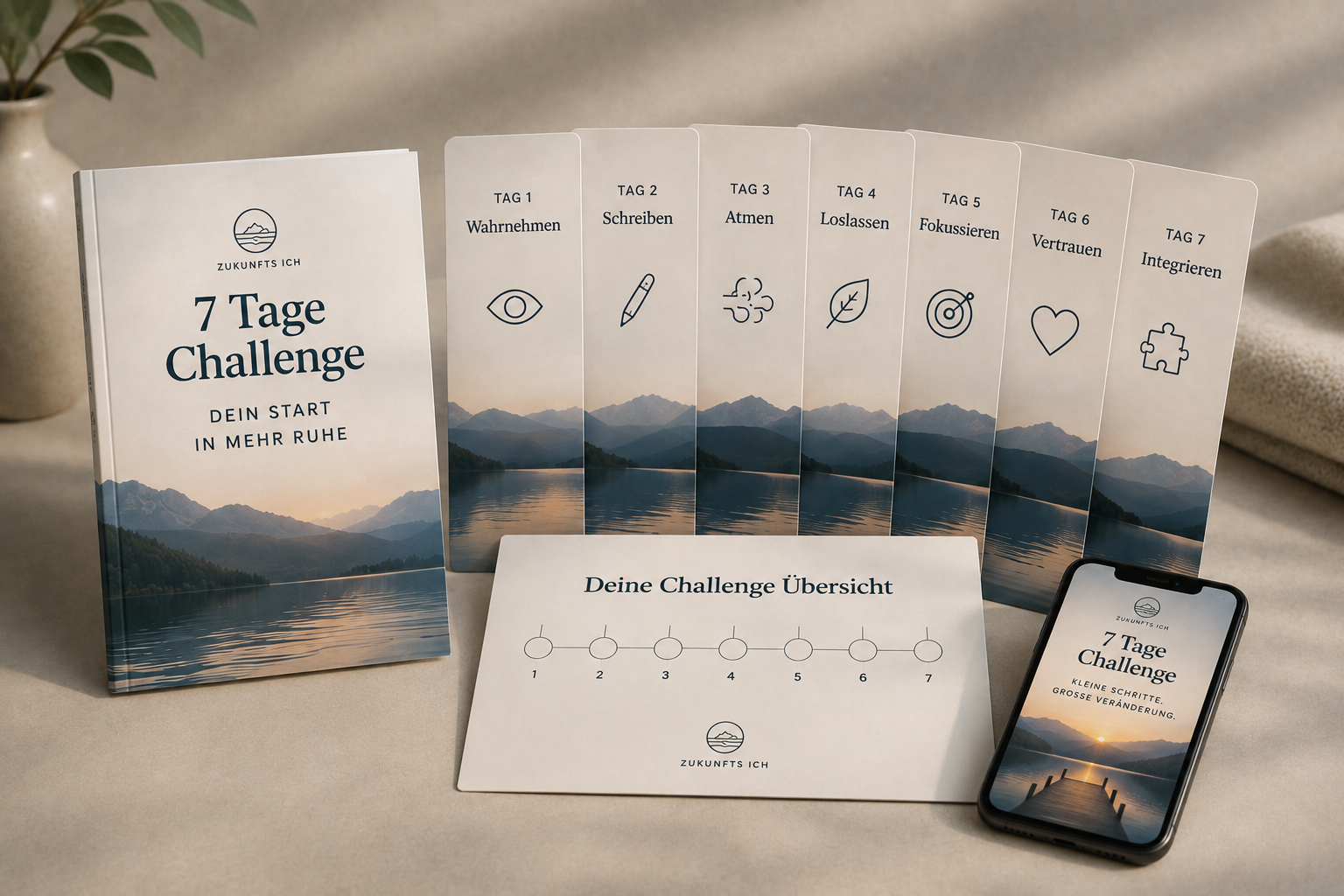 7-Tage-Ruhe-im-Kopf-Challenge mit sieben Impulskarten