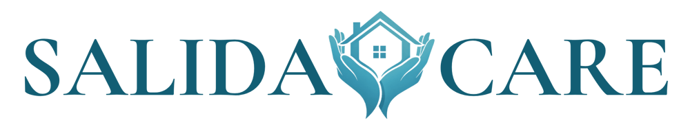 Das Salida Care Logo zeigt den Schriftzug "SALIDA CARE" mit Händen, die ein Haus umfassen.