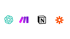 Vier Logos: ChatGPT, Make, Notion und Zapier auf dunklem Hintergrund.