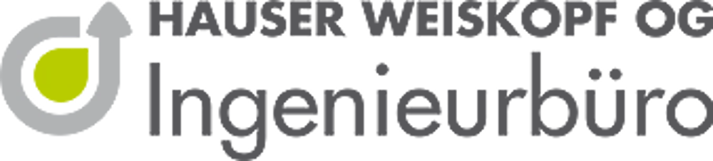 Logo von HAUSER WEISKOPF OG Ingenieurbüro mit grün-grauem Kreispfeil-Symbol.