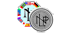 Oktogonales Logo mit Nationalflaggen und großem N, überlappt von einem dunklen Kreis mit N.