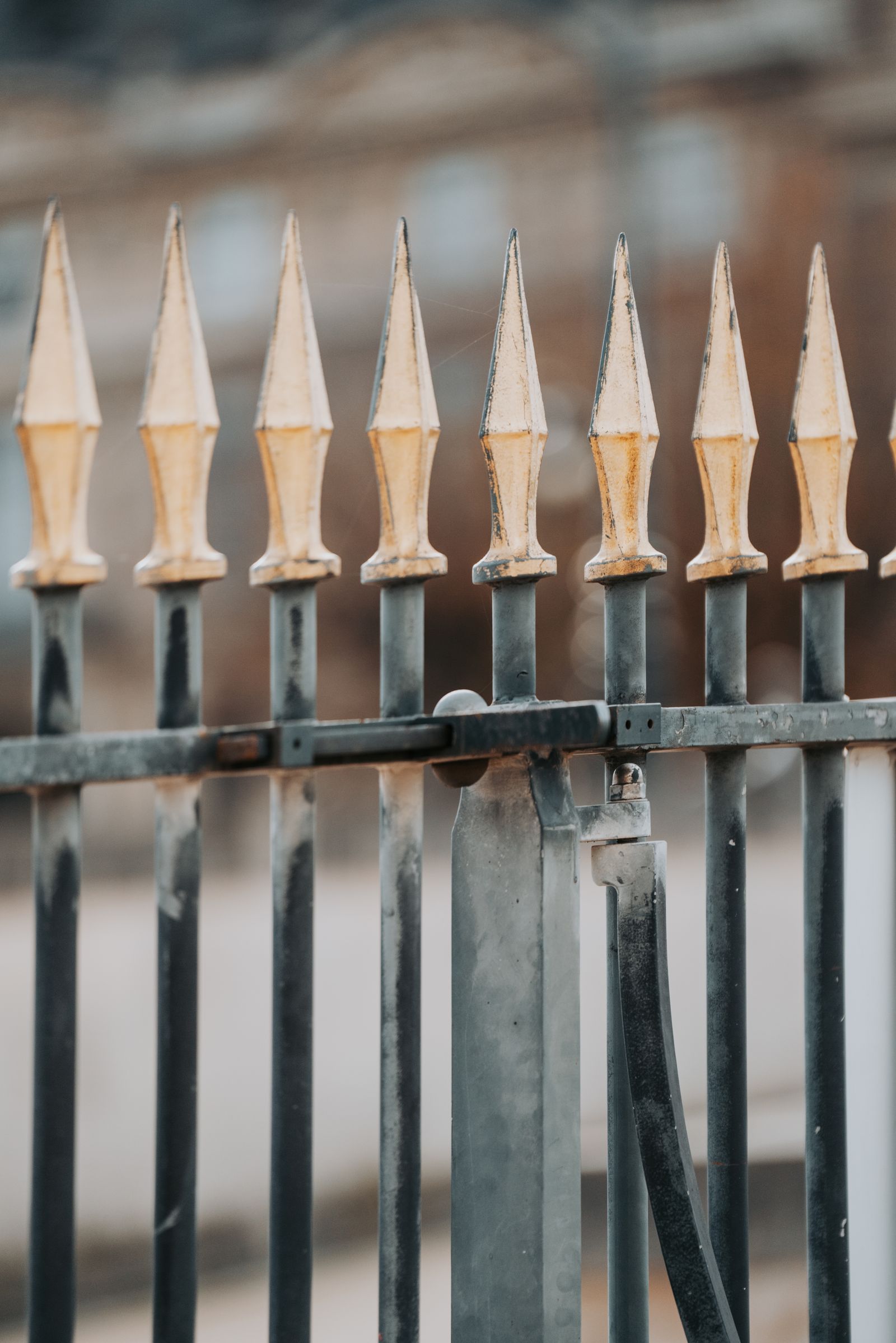 Ornamental iron fence with spear tops