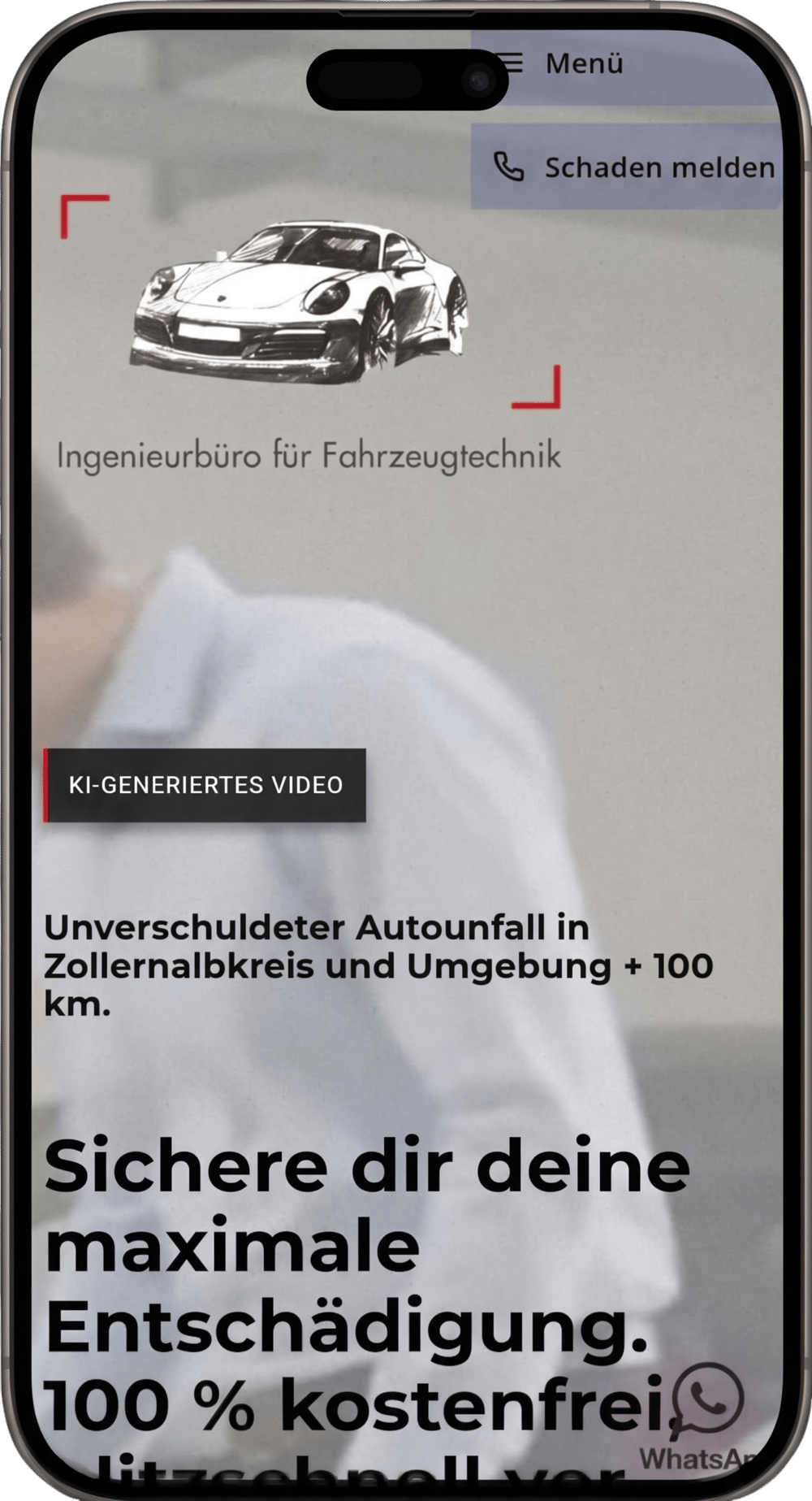 Handy mit Projekt Ingenieurbuero fuer Fahrzeugtechnik