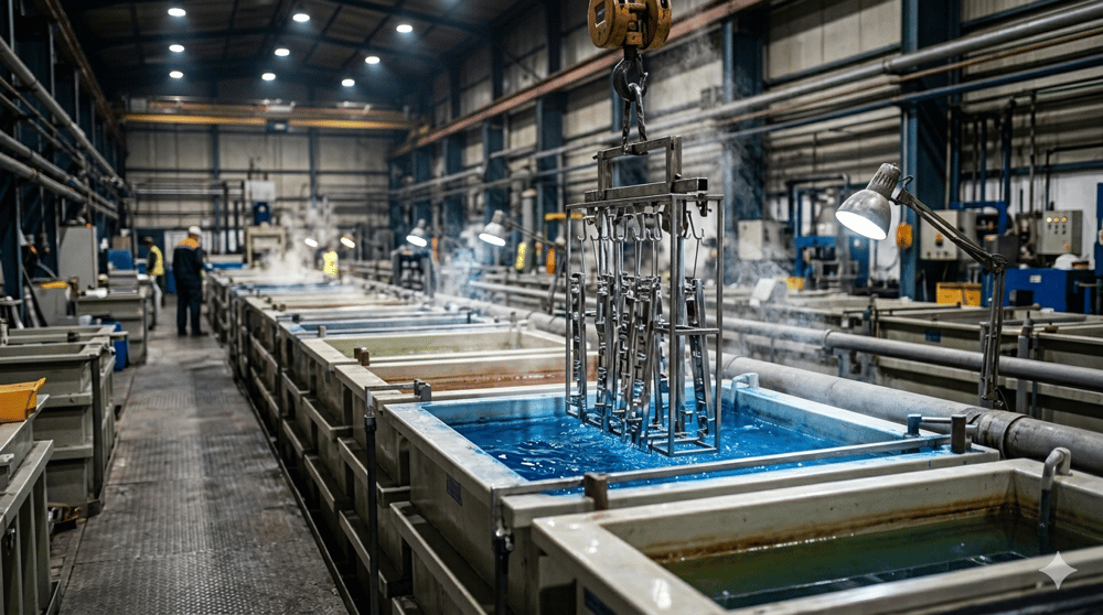 Becken zur Oberflächenbehandlung von Metallteilen