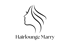 Schwarzes Logo mit einem Frauenprofil mit fließendem Haar und dem Text "Hairlounge Marry" darunter auf grünem Hintergrund.