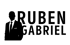 Logo mit schwarzer Silhouette eines Mannes im Anzug und den Worten "RUBEN GABRIEL" in Schwarz auf grünem Grund.