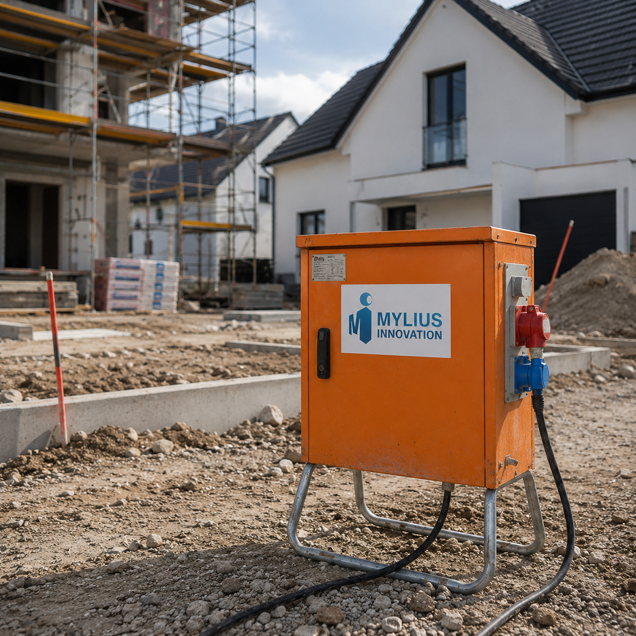 Baustromverteiler von Mylius Innovation auf einer Baustelle