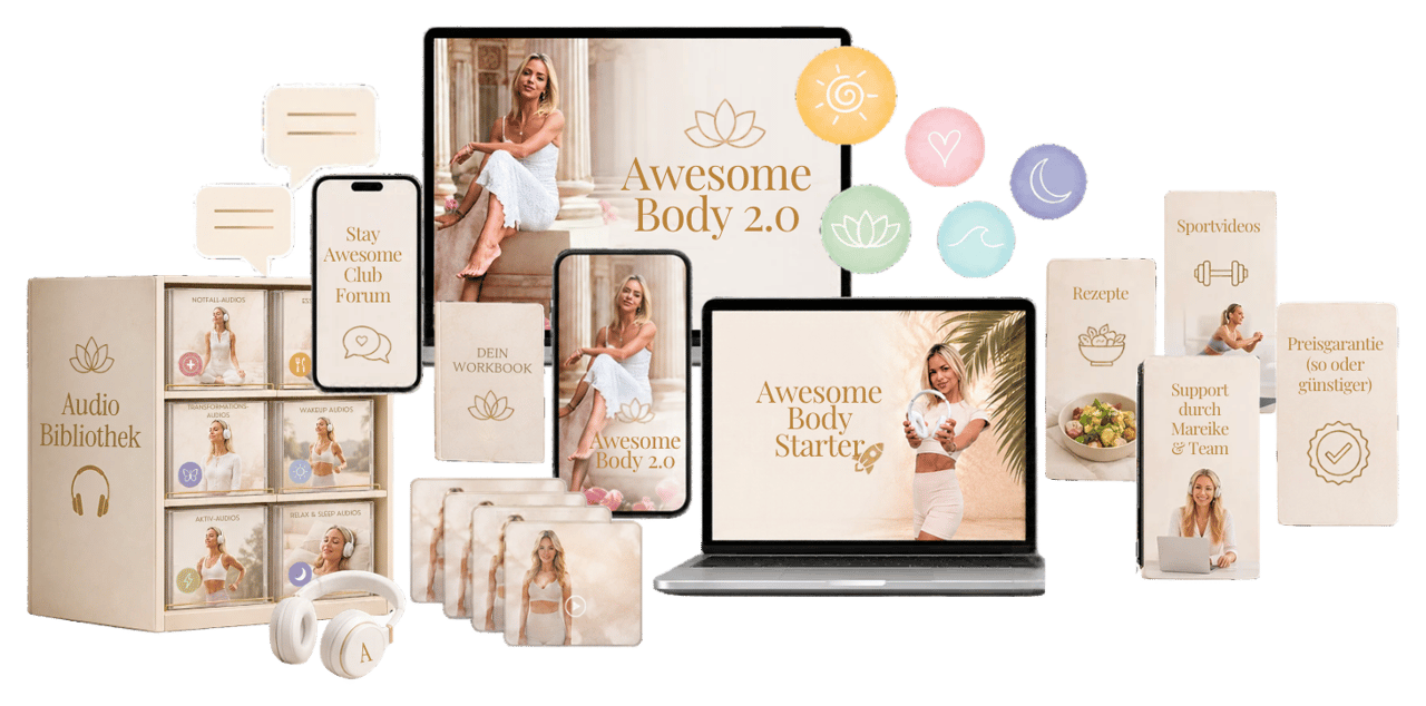 Alle Inhalte des Awesome Body Programms auf Laptop, Tablet und Smartphone
