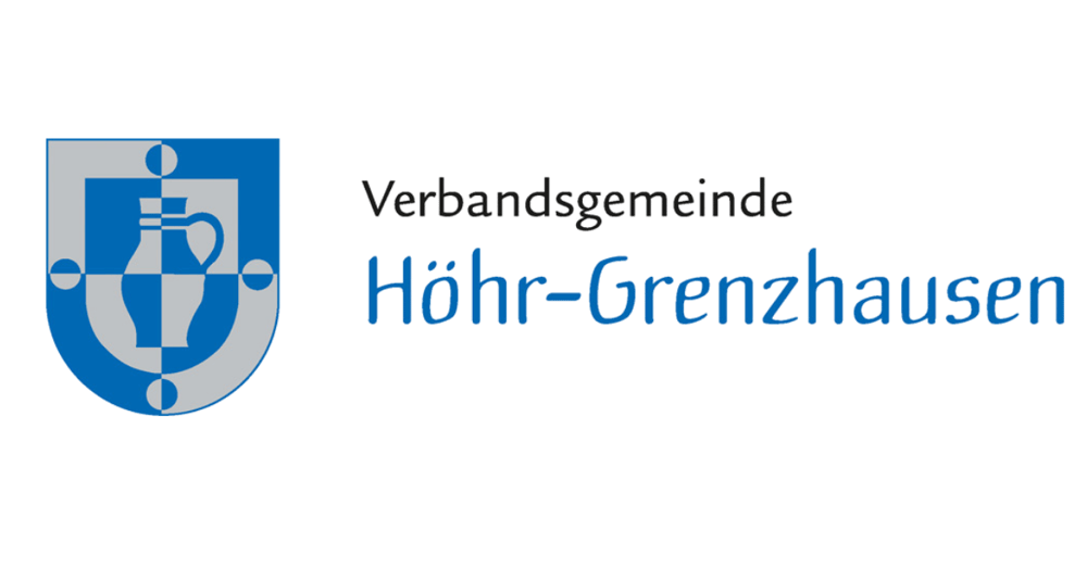 Logo von Lügde: Rote Skyline, blauer Hügel, Schriftzug "Lügde Staatlich anerkannter Erholungsort".