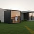 Architektonische Outdoor-Sauna neben einer Villa