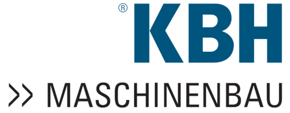 Logo mit blauem "KBH" und schwarzem Text "MASCHINENBAU" mit zwei Chevron-Pfeilen.