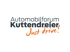 Automobilforum Kuttendreier Logo mit Slogan "Just drive!" in Orange.