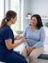 Healthcare professional talking with a patient during a consultation