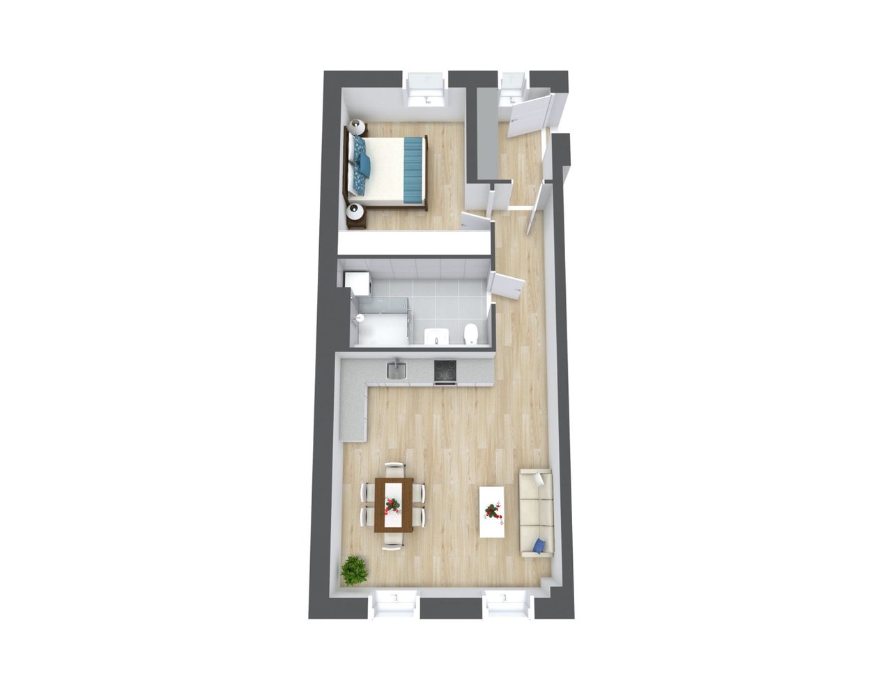 Grundriss Wohnung W 1.4 im 1. OG