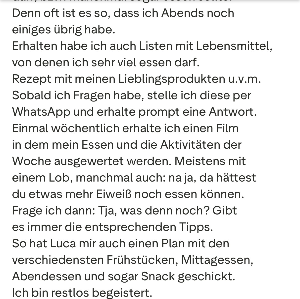 Nachricht einer Kundin