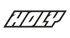 Das HOLY-Logo in weißer, schräger Schrift mit schwarzem Rand auf dunkelgrünem Hintergrund.