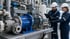 Industrial pump integrated into a process skid.